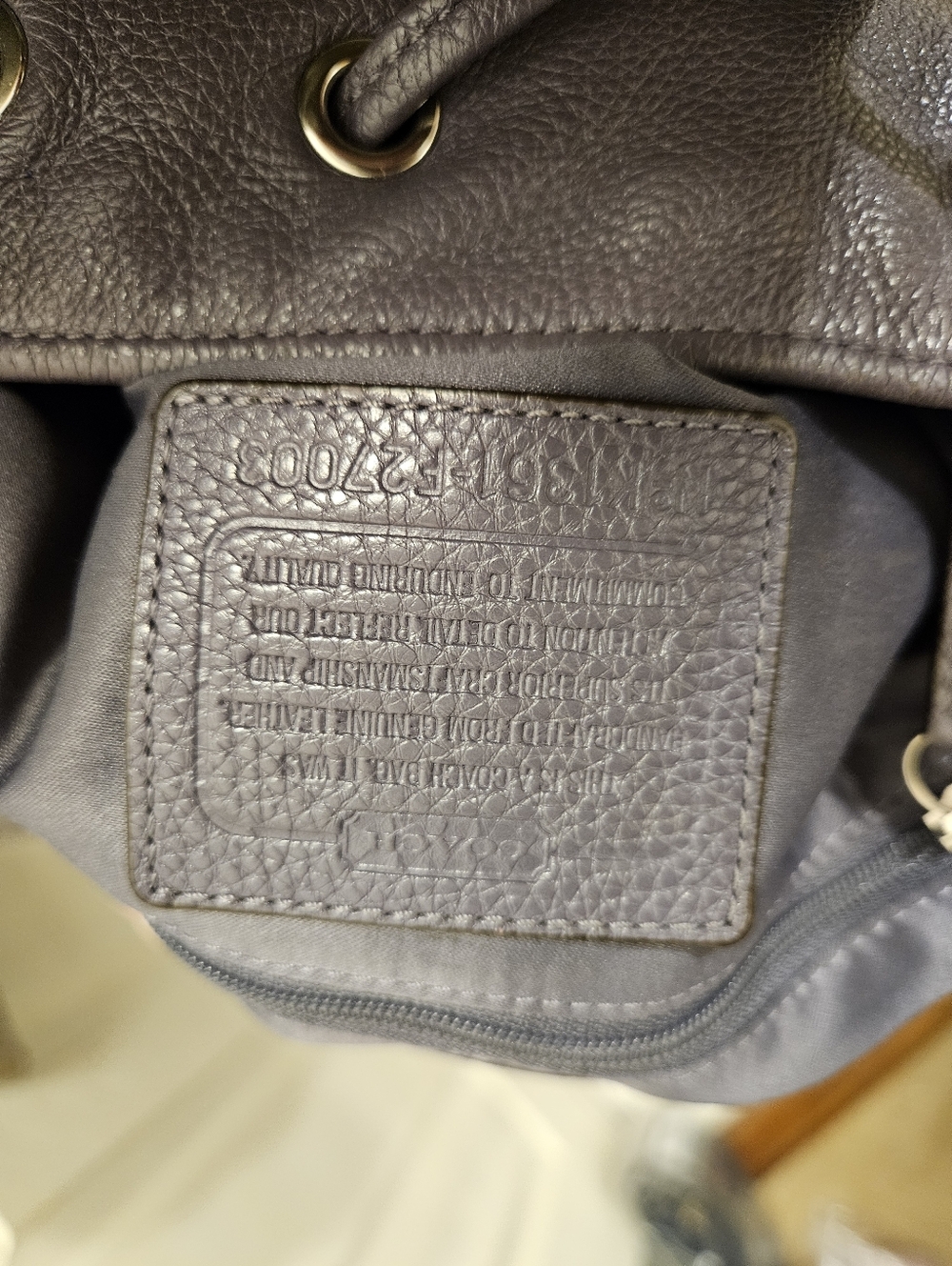 Coach Avery grey purple leather drawstring bucket hobo crossbody handbag purse - Picture 12 of 13